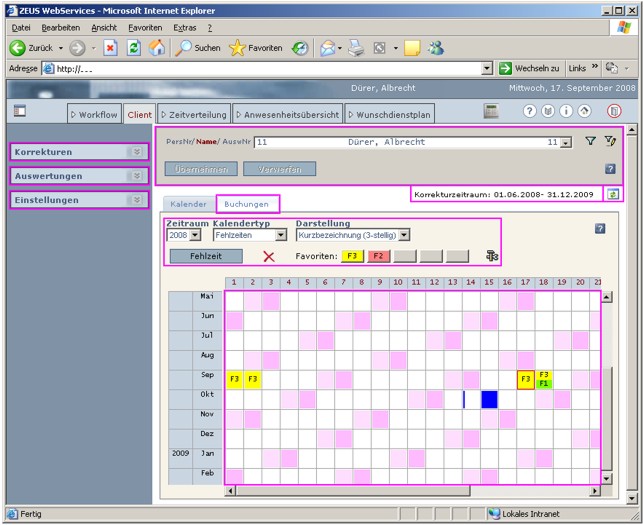 Client Korrekturen Kalender